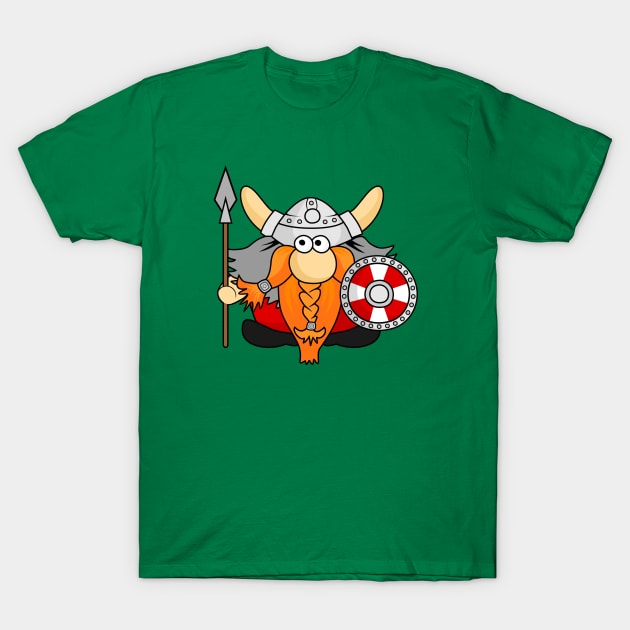 Funny Little Viking Warrior Cartoon Illustration T-Shirt by RageRabbit